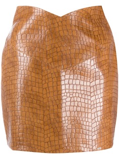 Gcds юбка с завышенной талией и тиснением под кожу крокодила