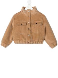 Brunello Cucinelli Kids пуховик с искусственным мехом