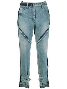 Sacai укороченные джинсы с пряжками