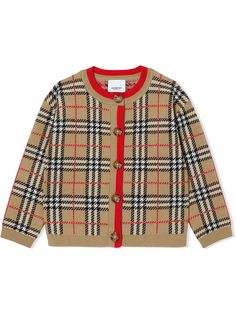 Burberry Kids жаккардовый кардиган в клетку
