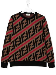 Fendi Kids свитер вязки интарсия с узором FF