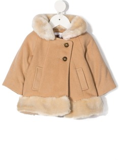 Chloé Kids трикотажное пальто с искусственным мехом