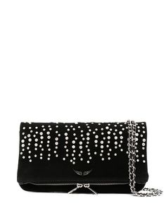 Zadig&Voltaire декорированный клатч Rock Suede Strass