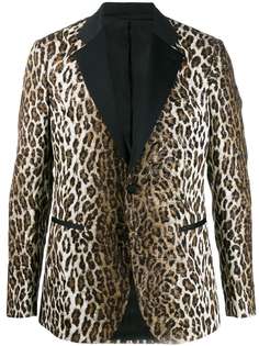 Versace жаккардовый блейзер с леопардовым принтом