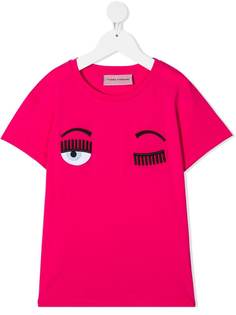 Chiara Ferragni Kids футболка с вышивкой Flirting