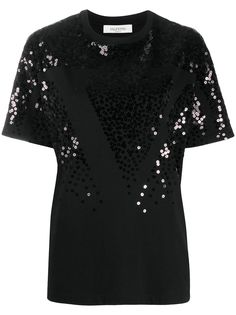Valentino футболка с пайетками и логотипом