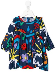 Stella McCartney Kids платье с оборками и принтом