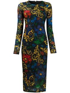 Versace Jeans Couture приталенное платье миди с цветочным принтом