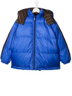 Fendi Kids двусторонний пуховик с узором FF