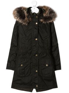 Barbour Kids пуховик с искусственным мехом на капюшоне