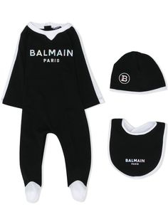 Balmain Kids комплект из комбинезона, шапки и нагрудника