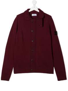 Stone Island Junior кардиган с нашивкой-логотипом и окантовкой в рубчик