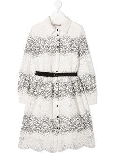 Ermanno Scervino Junior платье-рубашка с кружевной вышивкой