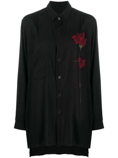 Yohji Yamamoto прозрачная рубашка с цветочным принтом
