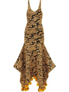 JW Anderson жаккардовое платье с люрексом и помпонами