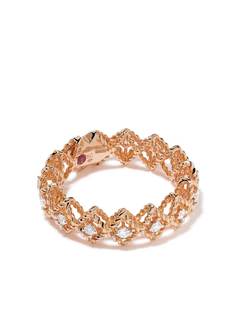 Roberto Coin кольцо Roman Barocco из розового золота с бриллиантами и рубином