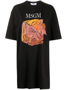 MSGM платье-футболка с графичным принтом