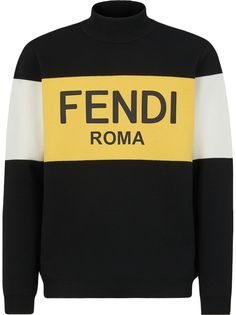 Fendi джемпер в стиле колор-блок с логотипом