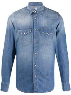 Eleventy джинсовая рубашка с эффектом потертости