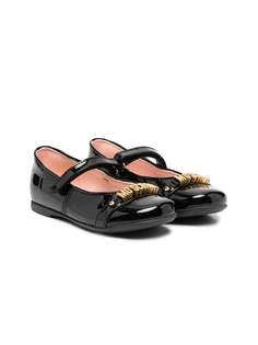 Moschino Kids туфли Мэри Джейн с логотипом