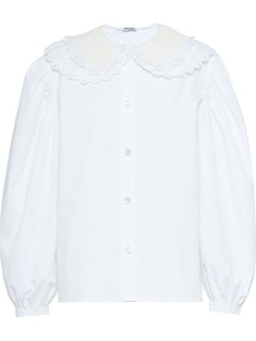 Miu Miu поплиновая рубашка с кружевом