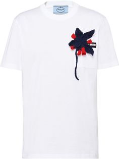 Prada футболка с цветочной аппликацией