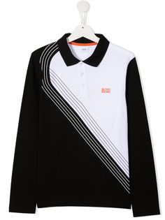 BOSS Kidswear рубашка поло в стиле колор-блок с длинными рукавами