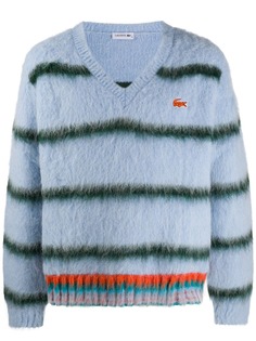 Lacoste полосатый джемпер с V-образным вырезом