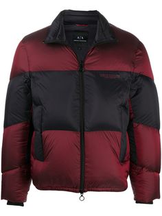 Armani Exchange пуховик в стиле колор-блок