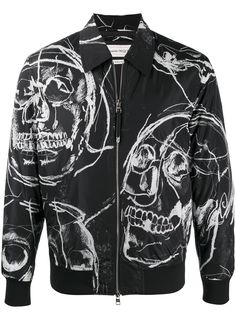 Alexander McQueen куртка-рубашка на молнии с принтом Skull