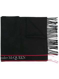 Alexander McQueen шарф с бахромой и логотипом