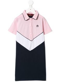 Aigner Kids платье в стиле колор-блок с воротником поло
