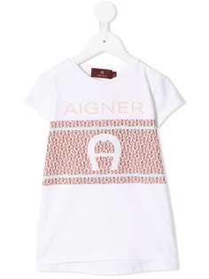 Aigner Kids футболка с короткими рукавами и монограммой