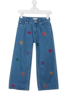Kenzo Kids прямые джинсы с вышивкой