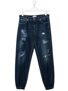 Dondup Kids зауженные джинсы с эффектом потертости