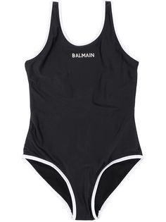 Balmain Kids купальник с логотипом и стразами