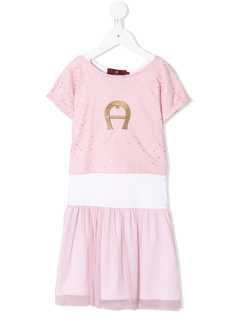 Aigner Kids платье с вышитым логотипом