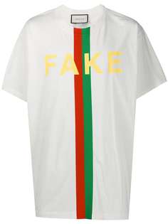 Gucci футболка с принтом Fake/Not