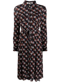 DVF Diane von Furstenberg платье мини с геометричным принтом и длинными рукавами