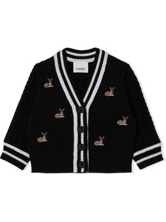 Burberry Kids кардиган с V-образным вырезом и вышивкой