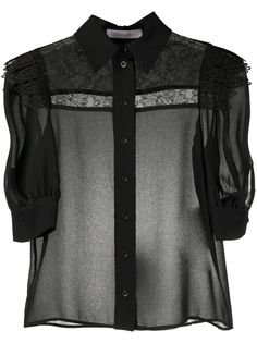See by Chloé прозрачная рубашка с кружевными вставками