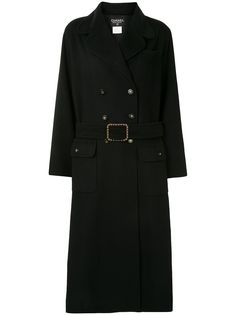 Chanel Pre-Owned длинное двубортное пальто 1995-го года с поясом
