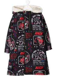 Kenzo Kids пуховик с графичным принтом