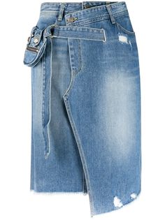 SJYP джинсовая юбка асимметричного кроя с запахом