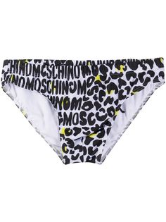 Moschino плавки-шорты с леопардовым принтом и логотипом