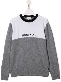 Woolrich Kids джемпер в стиле колор-блок с логотипом