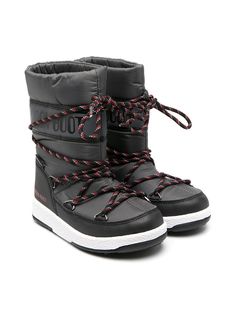 Moon Boot Kids зимние сапоги с полосатыми шнурками