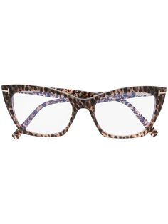 Tom Ford Eyewear очки в оправе кошачий глаз с леопардовым принтом
