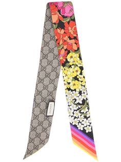 Gucci Pre-Owned узкий платок с цветочным принтом