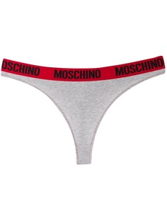 Moschino трусы-стринги с логотипом на поясе